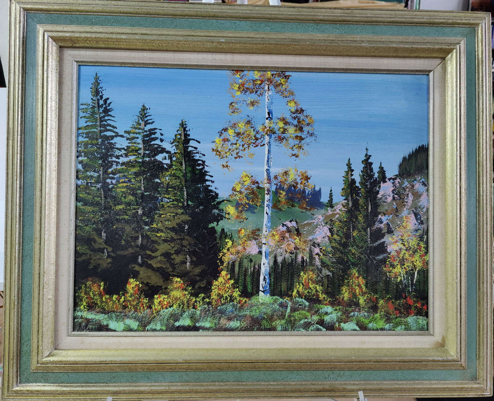 Oil on board wood framed Mountain Landscape decor (1 of 10)