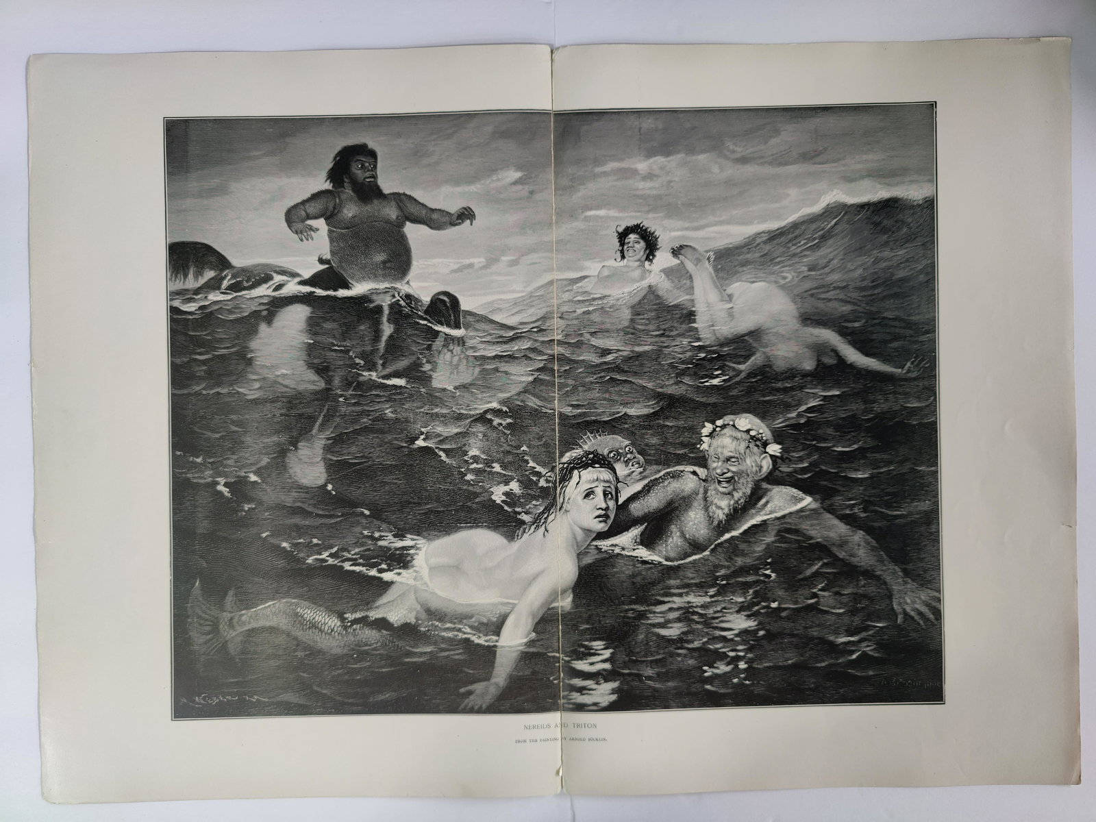 Mythology Etching Nereids And Triton By Arnold Bocklin (1 of 9)