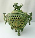 Antique Chinese Bronze Foo Dog Incense Burner