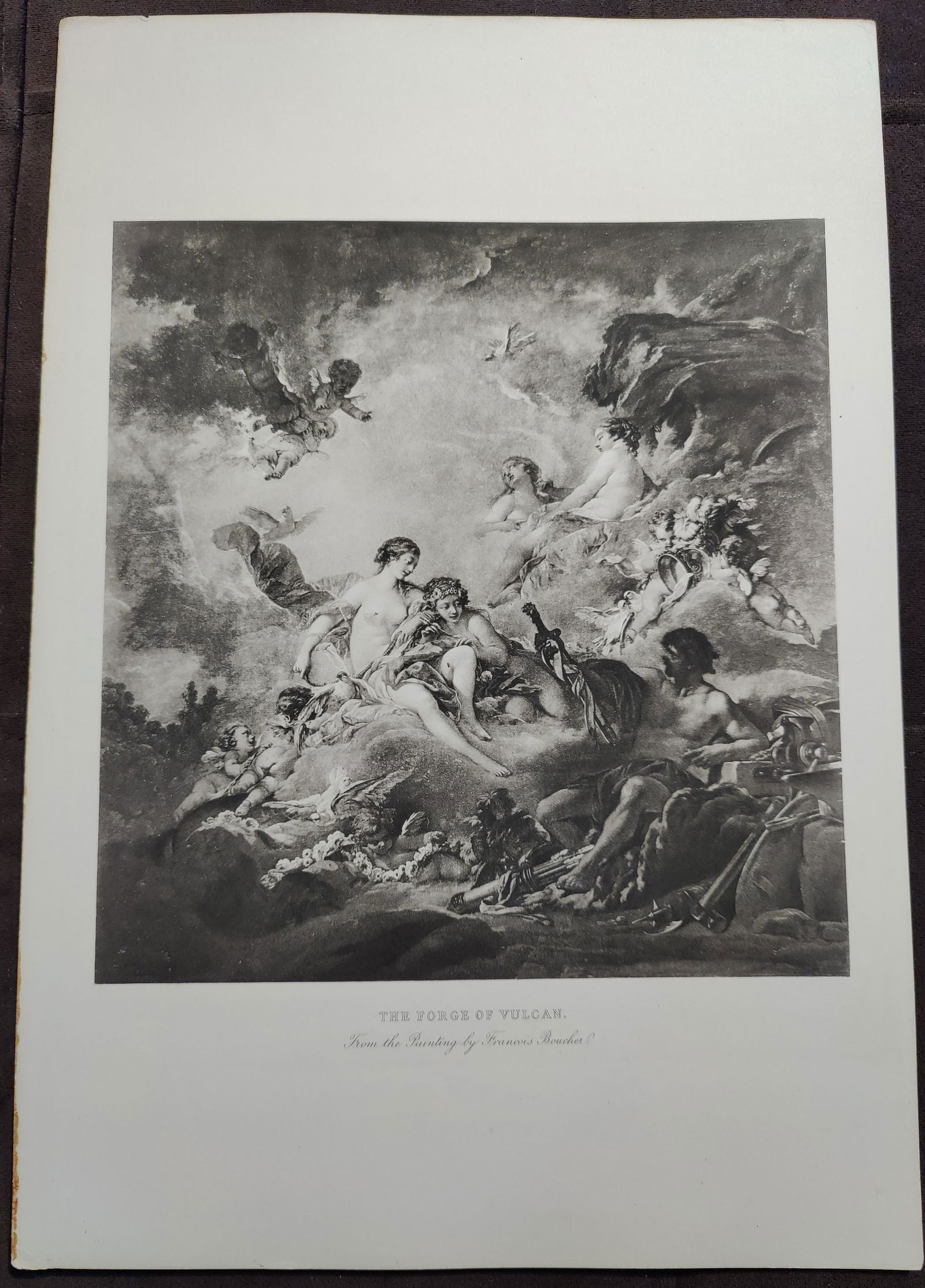 Mythology Etching the Forge of Vulcan by F. Boucher (1 of 6)