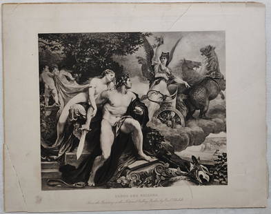 Mythology Etching Venus And Bellona by Paul Schobelt: Mythology Etching Venus And Bellona from the painting the National Gallery Berlin by Paul Schobelt, 11"X 14", See pictures for condition, (no Frame). HANDLING and SHIPPING, USA $10. INTERNATIONAL