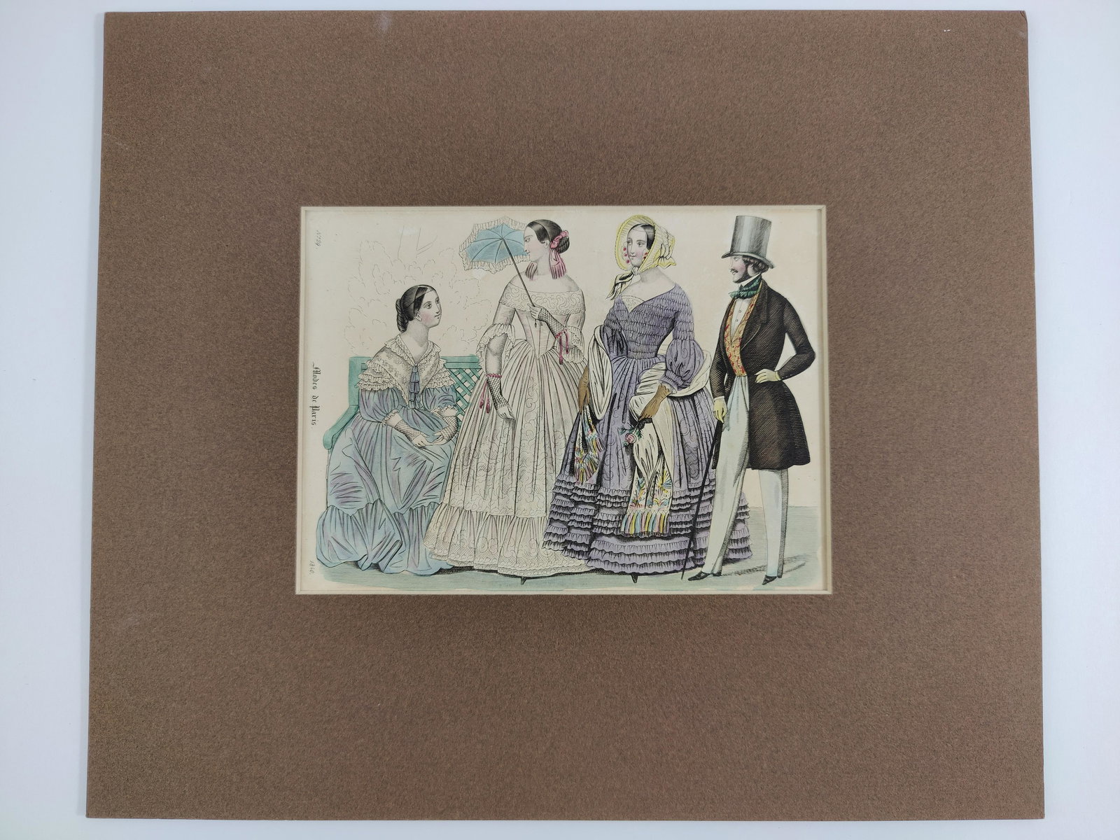 Hand Colored Engraving 19th C Num 29 Modes de Paris (1 of 8)