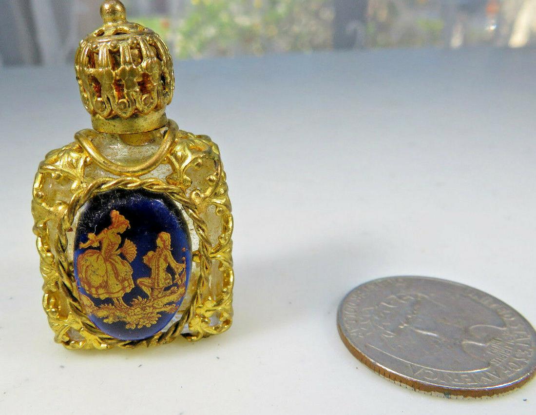 Miniature Perfume Bottle Limoges France Blue Porcelain (1 of 6)