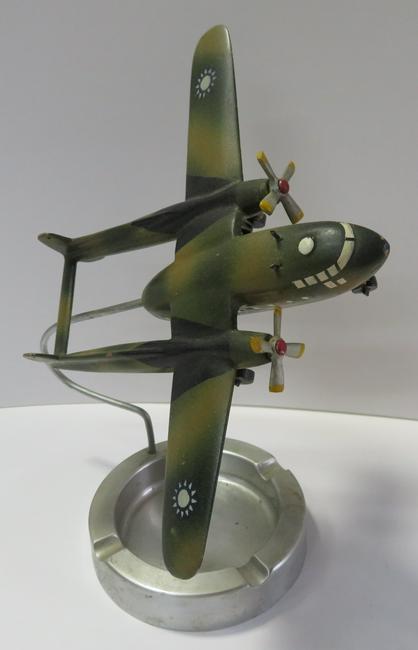 Fairchild C-119 Jet Cargo Plane Metal Art Deco Mid: Vintage Fairchild C-119 Jet Cargo Plane Metal Art Deco Mid Century desk ashtray, 6 1/2" high, good condition. HANDLING and SHIPPING, USA $20. INTERNATIONAL SHIPPING, ask for an estimate.