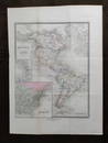 Cortambert french AMERICA map 1864 colored engraving