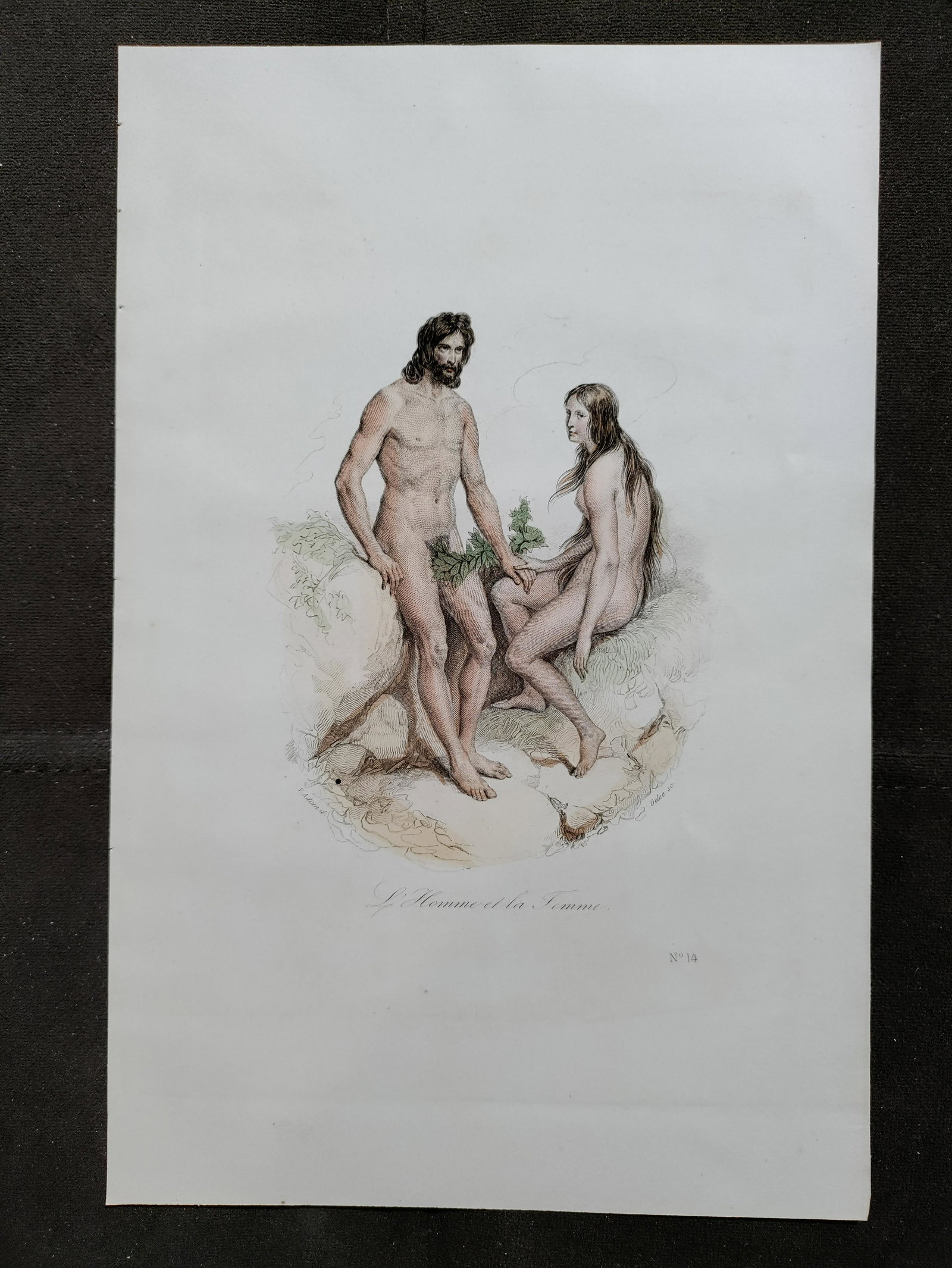 Victor Adam L'homme et la femme 19th C engraving (1 of 3)