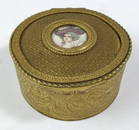 French 19th C Ormolu round Medallion trinket box