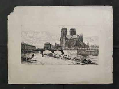 Charles Meryon The Abside of Notre Dame Paris: Charles Meryon (french, 1821-1868) The Abside of Notre Dame Paris, english 19th C engraving on laid paper, 5" x 9 3/4" for the image and 13 1/2" x 10" for the sheet, for condition see