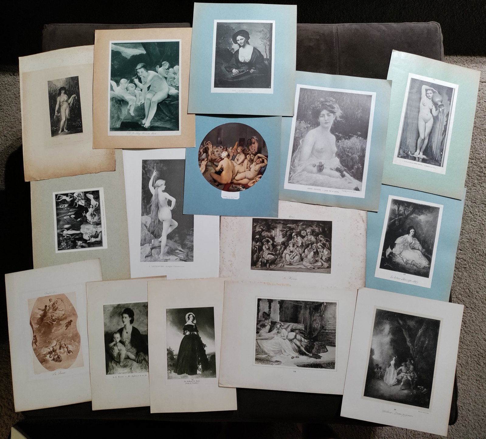 Portrait Nude Romantic Diana Cherub lot of prints: Portrait Nude Romantic Diana Cherub lot of prints, 17"x12" to 6"x10".