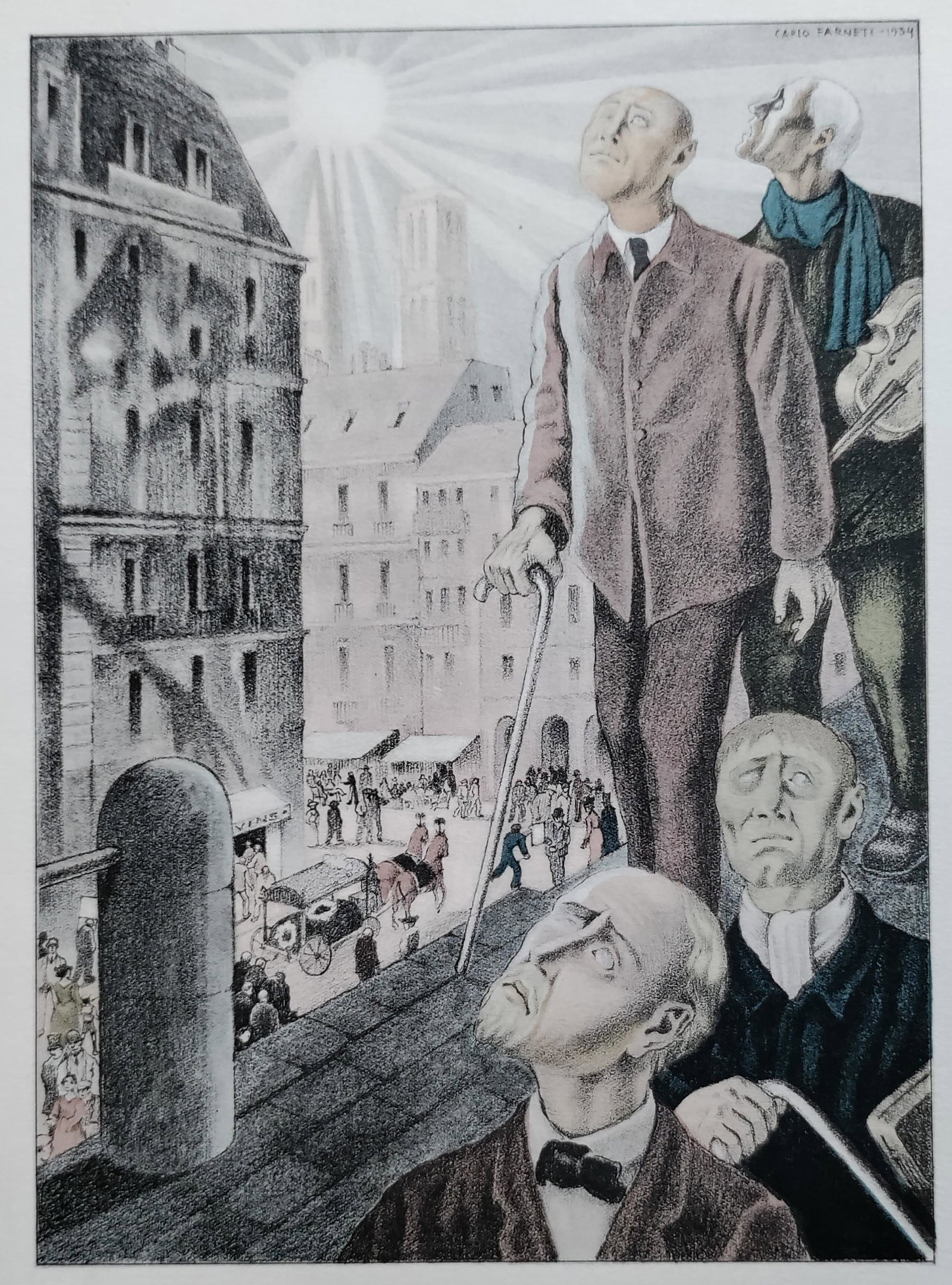 Baudelaire - Flowers of Evil - Carlo Farneti lithograph 1935: This illustration is from Carlo Farneti and was part of Les Fleurs du Mal by Charles Baudelaire, the work was edited by Gibert Jeune Librairie d'Amateurs and published in 1935 in Paris, and was a limi