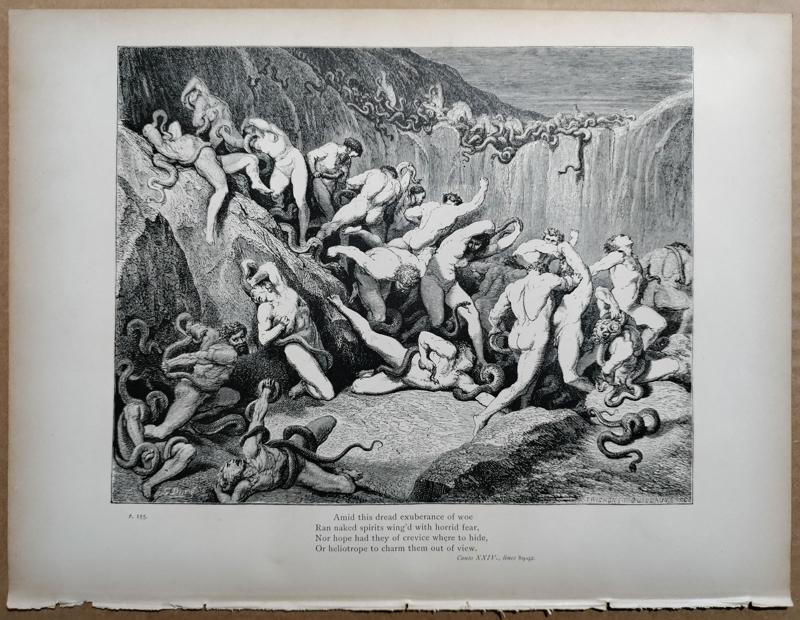 Dante's Inferno - Gustave Dore - Satan Snakes in Hell: Dante Alighieri (1265-1321) Inferno.This illustration from Gustave Dore (French, 1832 - 1883) was part of Dante Alighieri's Dante's Inferno, the work was edited by Pollard & Moss and published in 1887