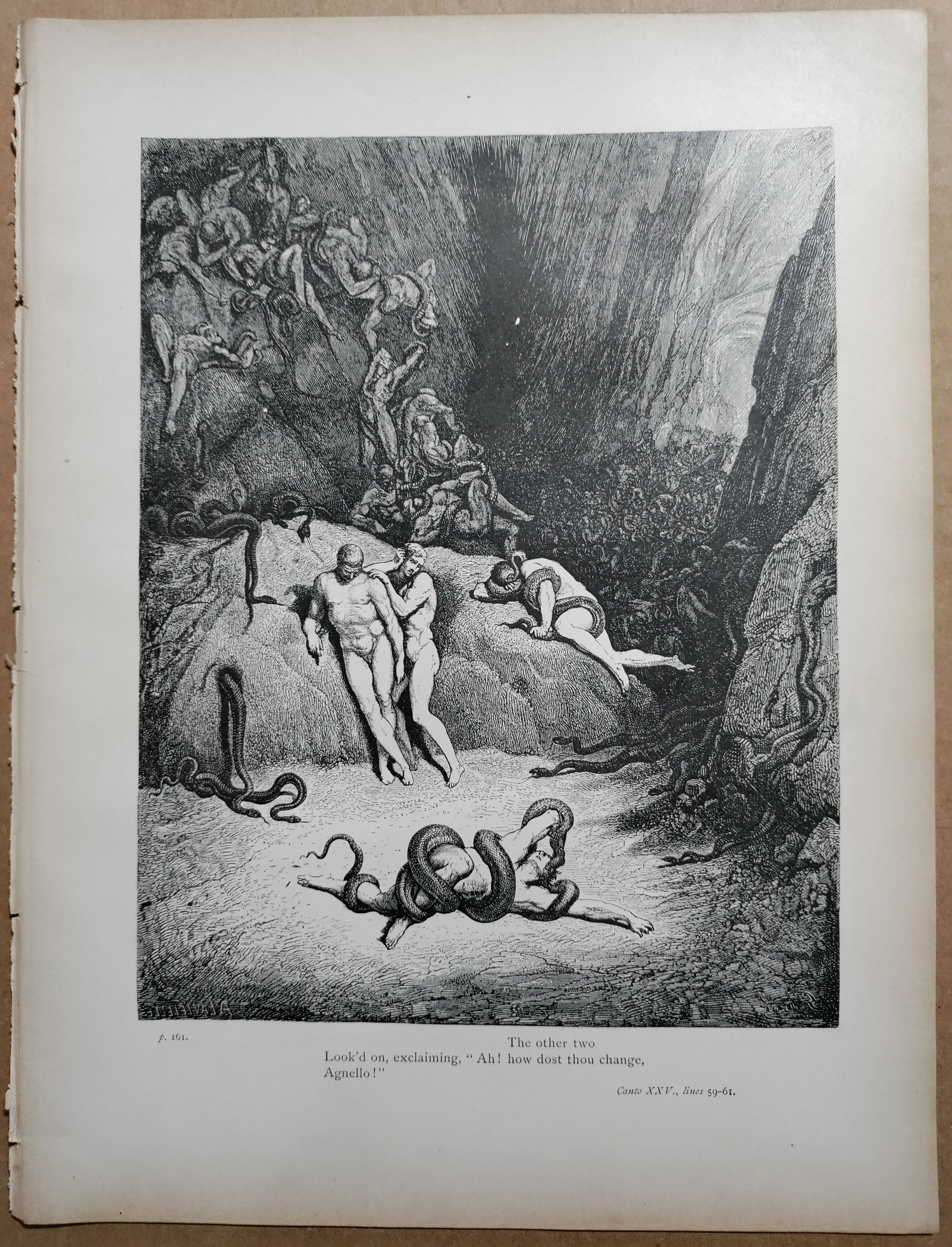 Dante's Inferno - Gustave Dore - Satan Snakes in Hell: Dante Alighieri (1265-1321) Inferno.This illustration from Gustave Dore (French, 1832 - 1883) was part of Dante Alighieri's Dante's Inferno, the work was edited by Pollard & Moss and published in 1887