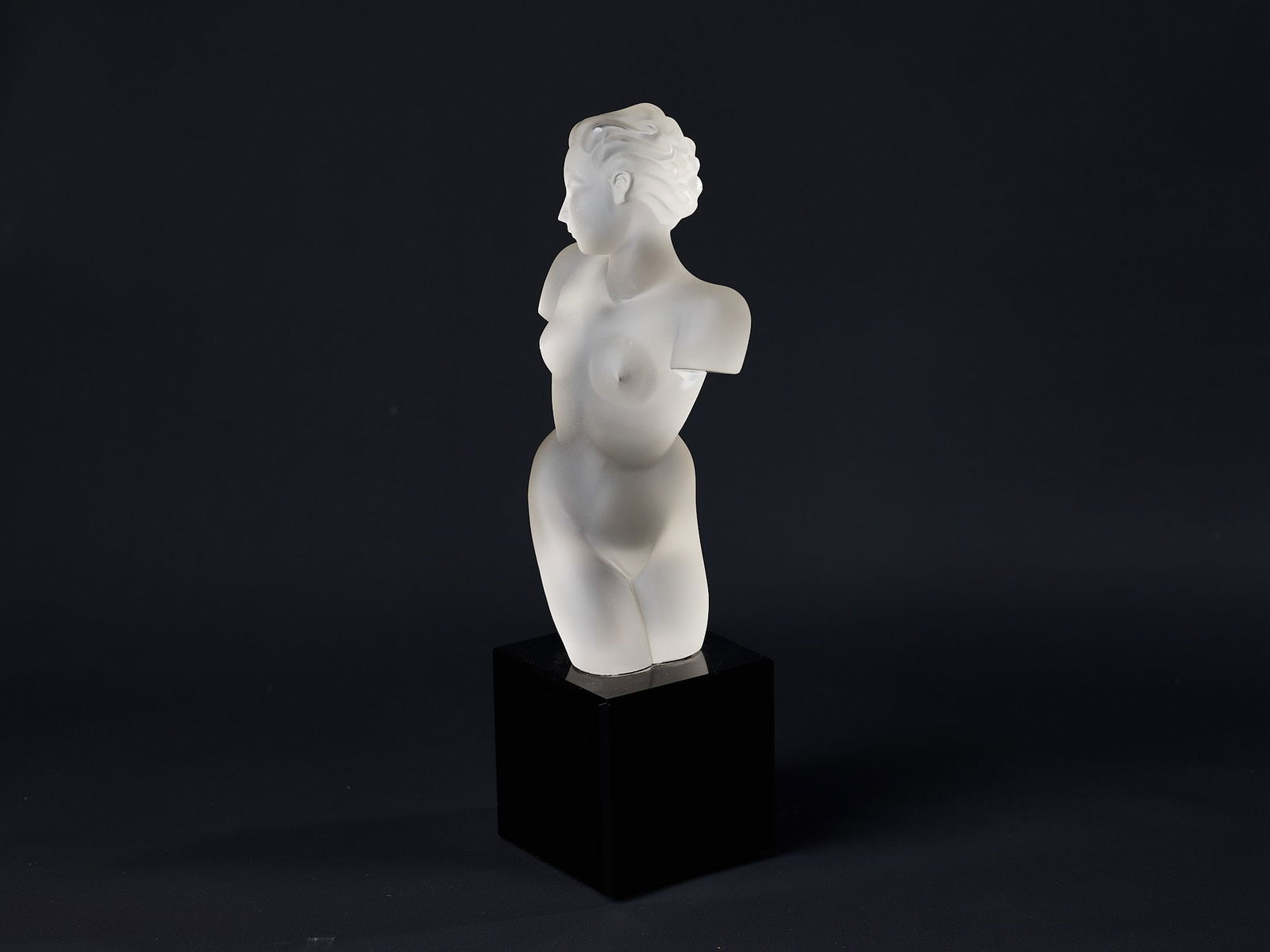 Eleon Von Rommel (1894-1974), Nude Torso: Eleon Von Rommel (1894-1974), Nude Torso, From the Ingrid Series for the Curt Schlevogt (1869-1969) Company, Jugendstil glass sculpture, c. 1934, size: 11 ½" x 3 1/8" x 3 1/8"; Donated by Denis