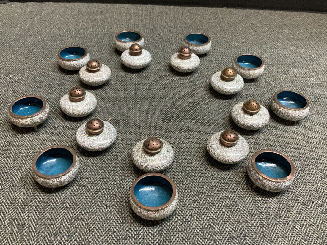 Chinese Export Stacking Cloisonné Salt Cellar & Pepper (1 of 6)