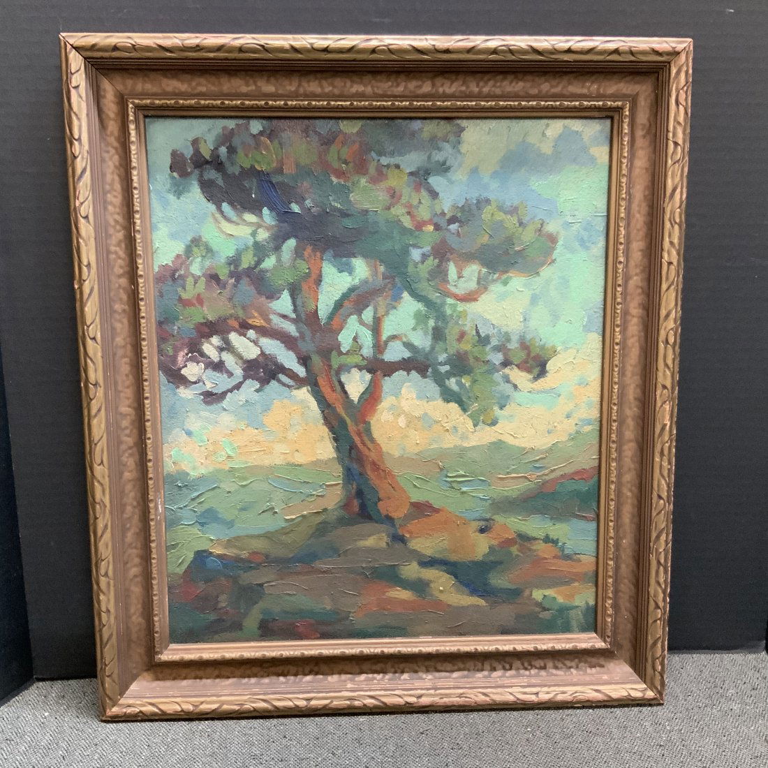 Vintage Landscape Tree Oil Painting In Frame (1 of 4)
