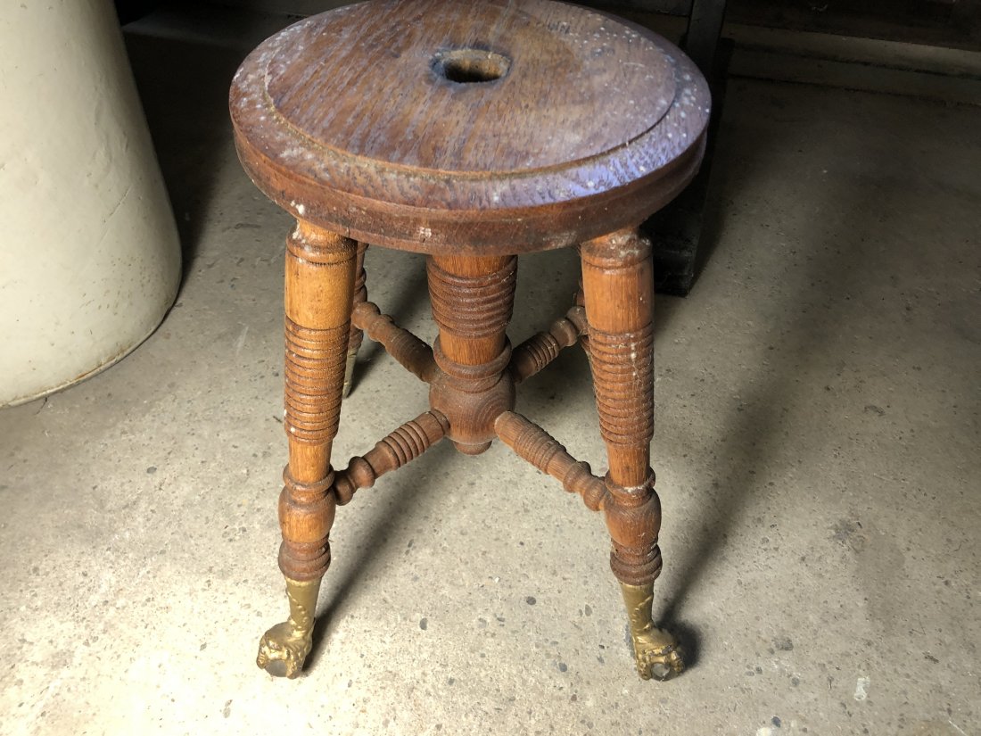 Bottom only Piano Stool Swivel with Glass Ball Feet: Measures 10"W x 16"H