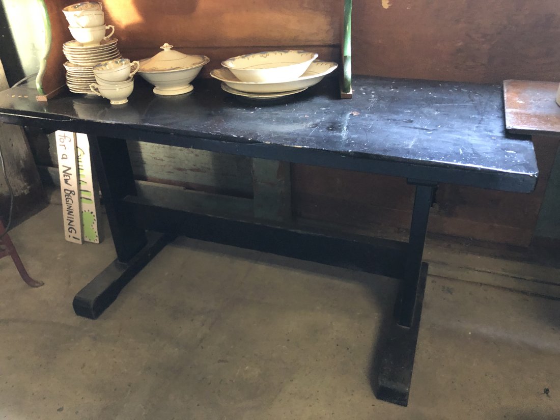 Painted Black Wood Work Table (1 of 1)