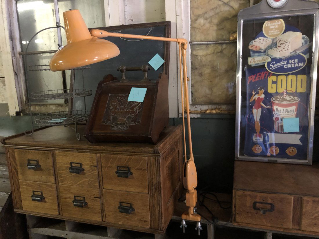 Adjustable Orange Drafting Table Light with clamp mount (1 of 1)