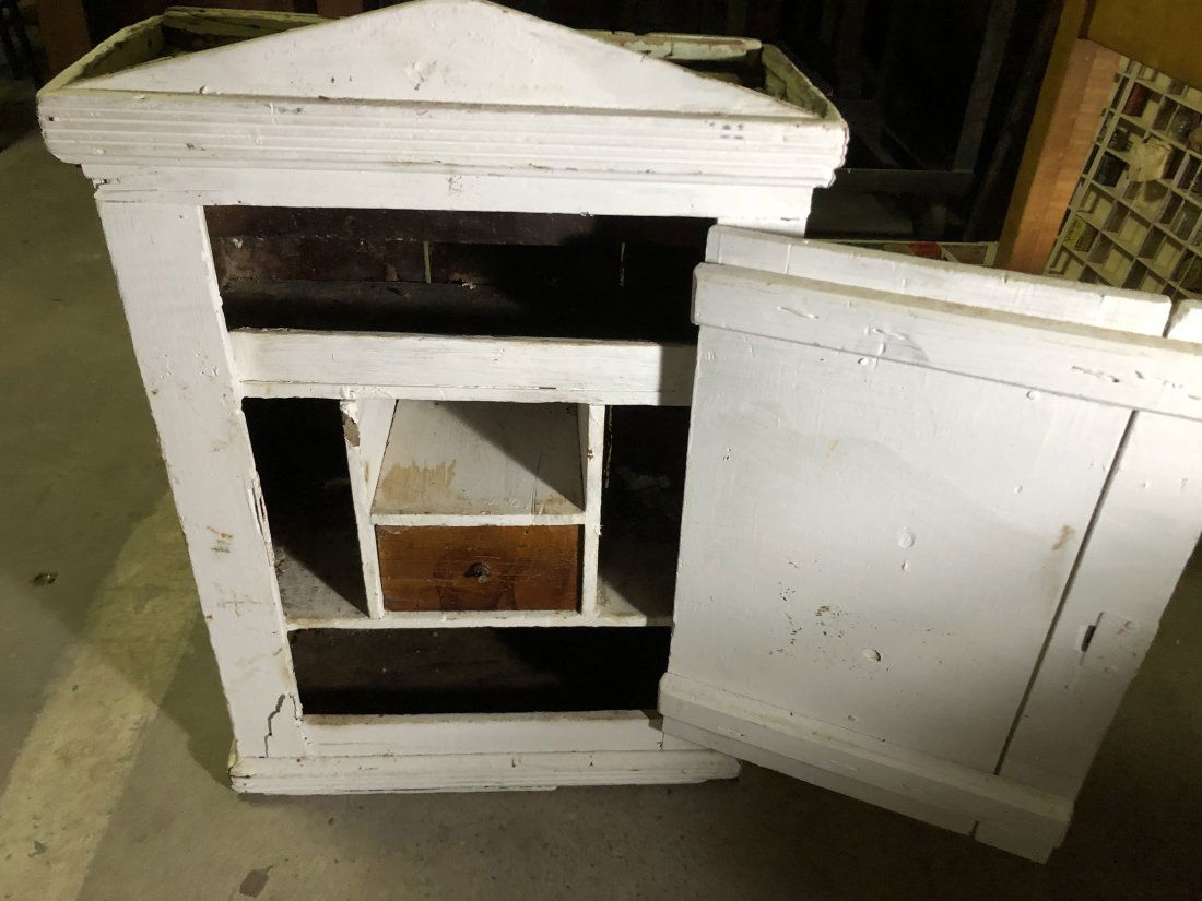 Primitive White Painted Wood Wall Cabinet (1 of 3)