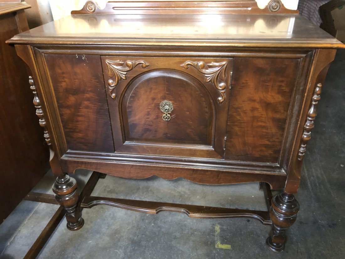 Small Walnut Buffet: Beautiful small size walnut buffet. See pic for burn mark on top.Measures 38"W x 17"D x 34"H