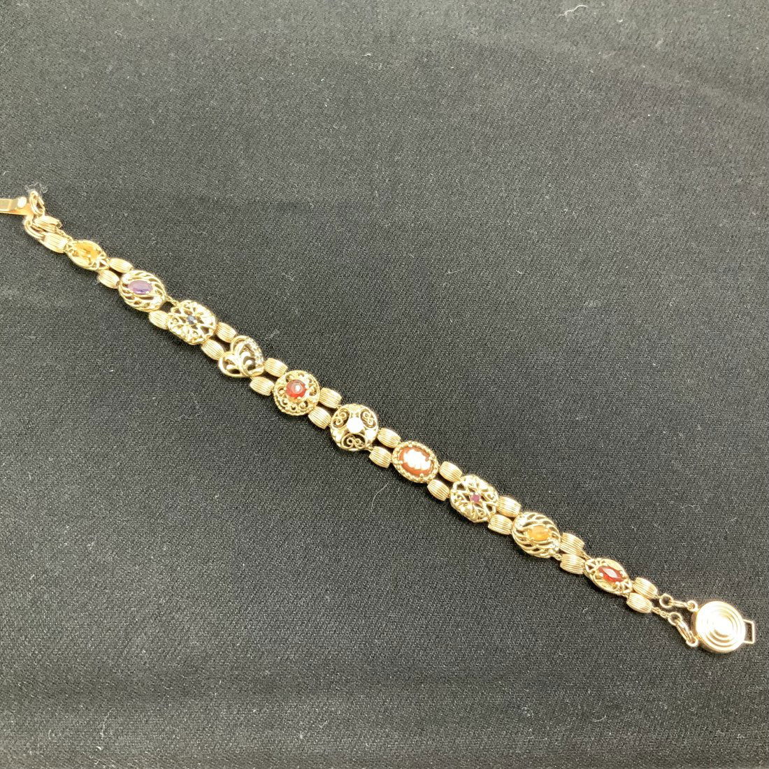 10K Charm Bracelet with Stones and Cameo (1 of 13)