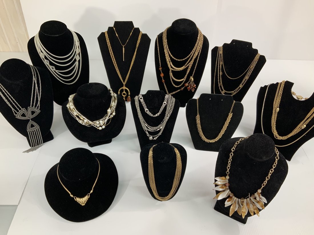 Lot of Costume Necklaces with Monet: White Chain Marked Monet