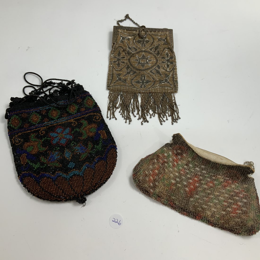 Lot of 3 Antique Beaded Purses. Whiting & Davis Co. and Import French Steel (1 of 9)
