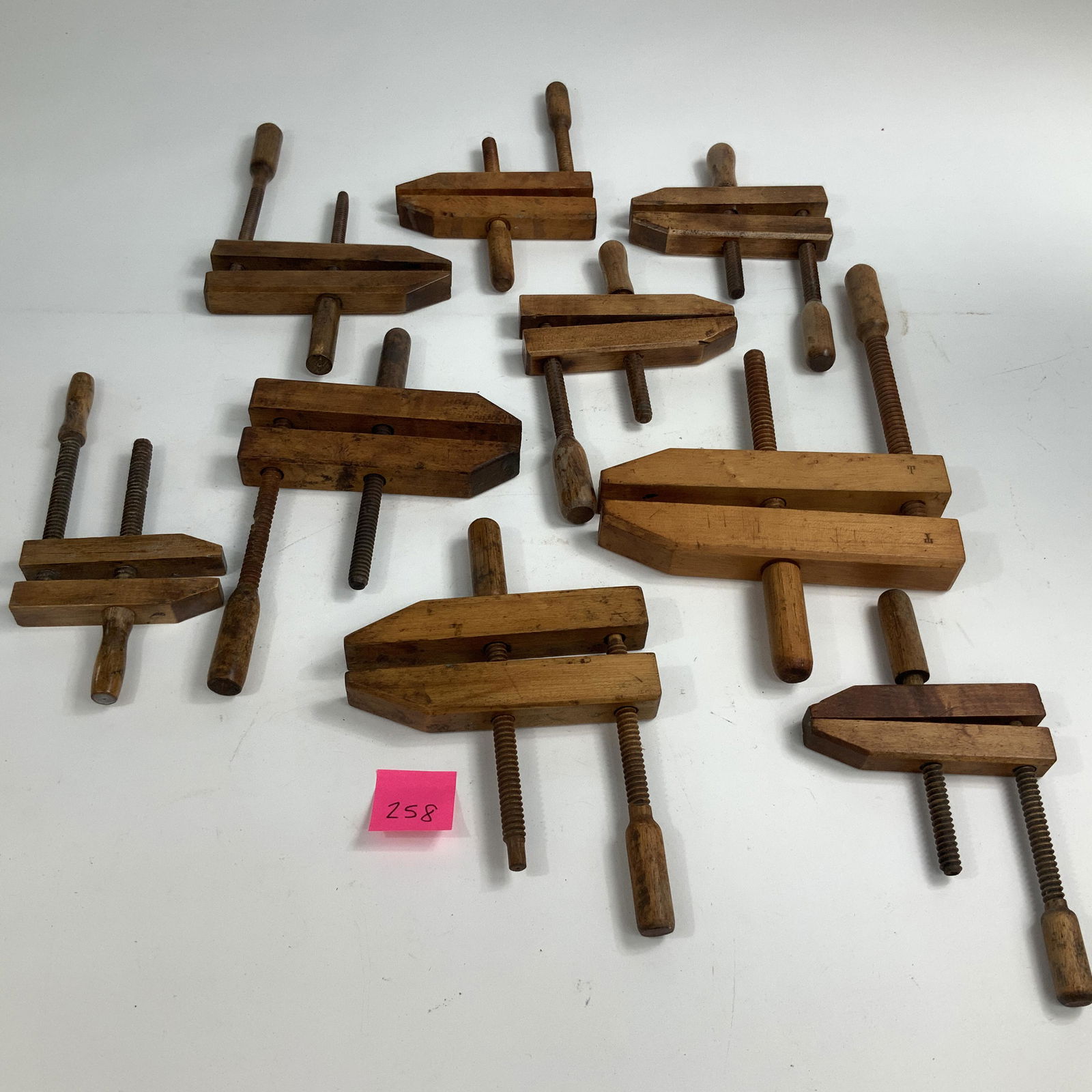 Lot of 9 Wooden Antique Clamps (1 of 2)