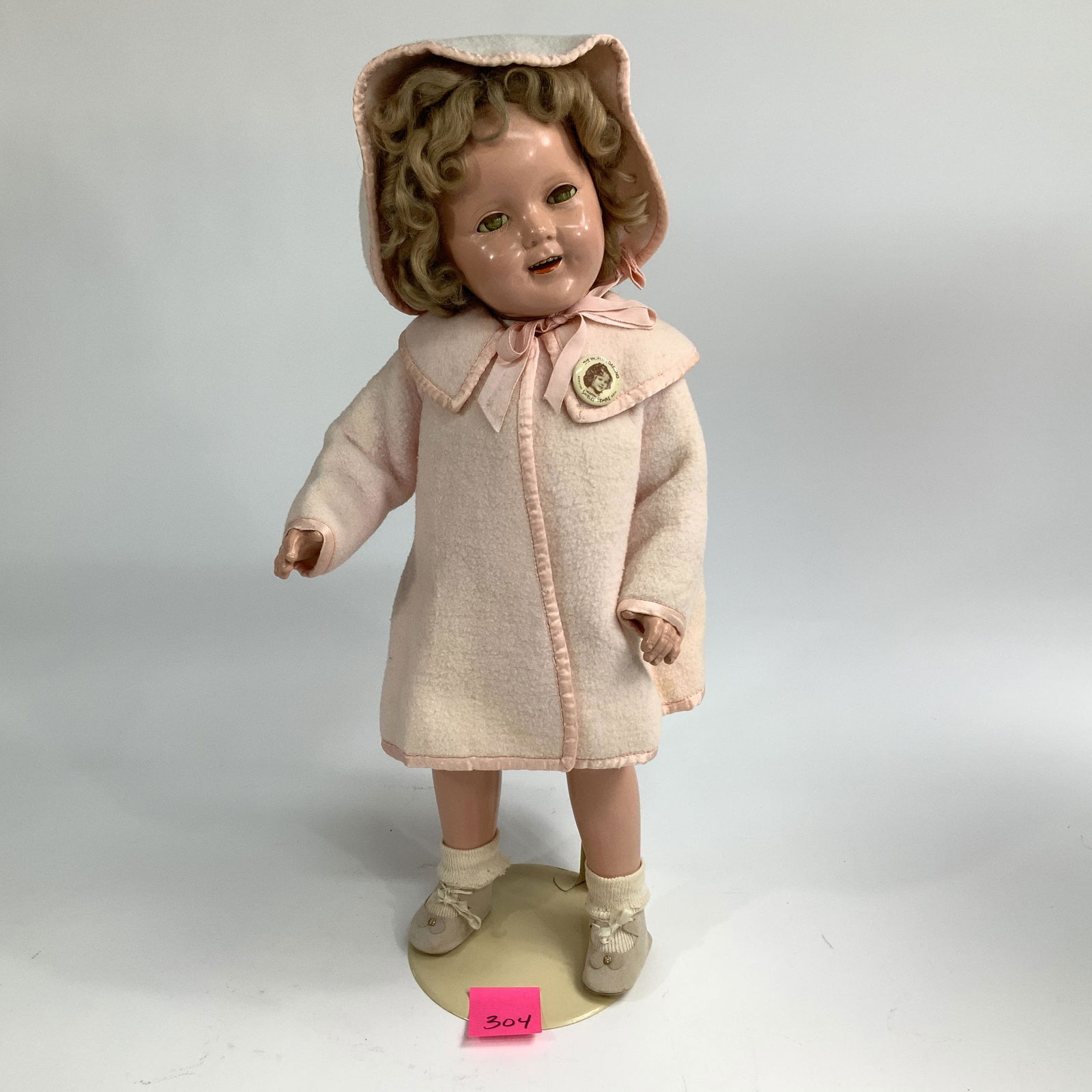 Shirley Temple Doll 23 Composition, Pink Coat (1 of 5)