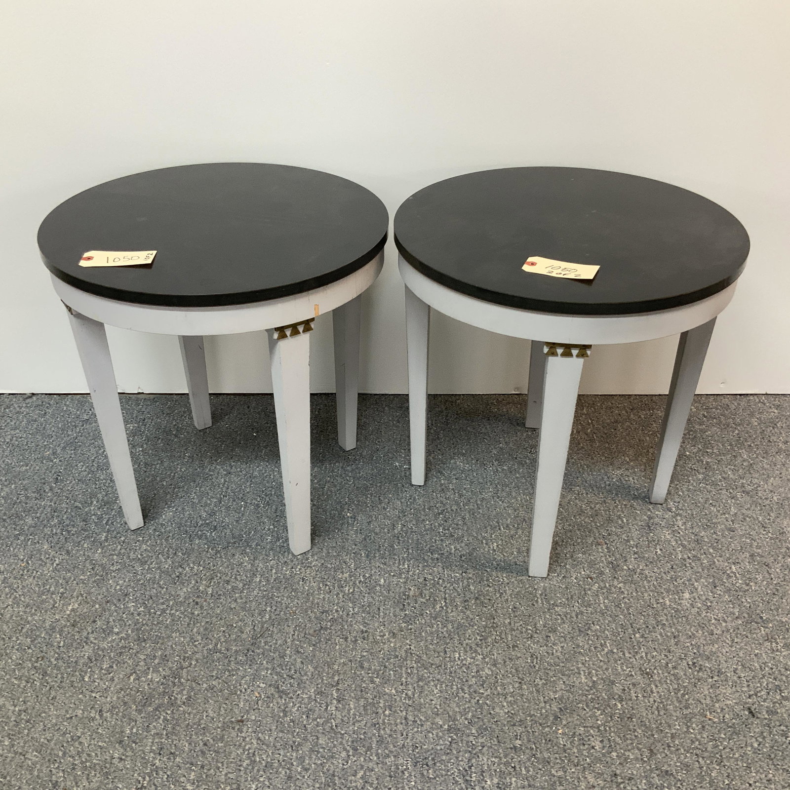 Pair of End Tables Grey with Black tops (1 of 3)