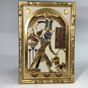 Boehm Limited Votive Shield Relief Number 19: The treasures of Tutankhamun. Measures 16 in by 12 in