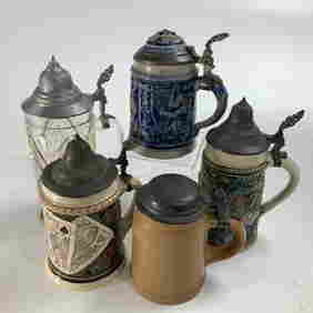 Lot of 5 German Beer Steins (1 of 4)