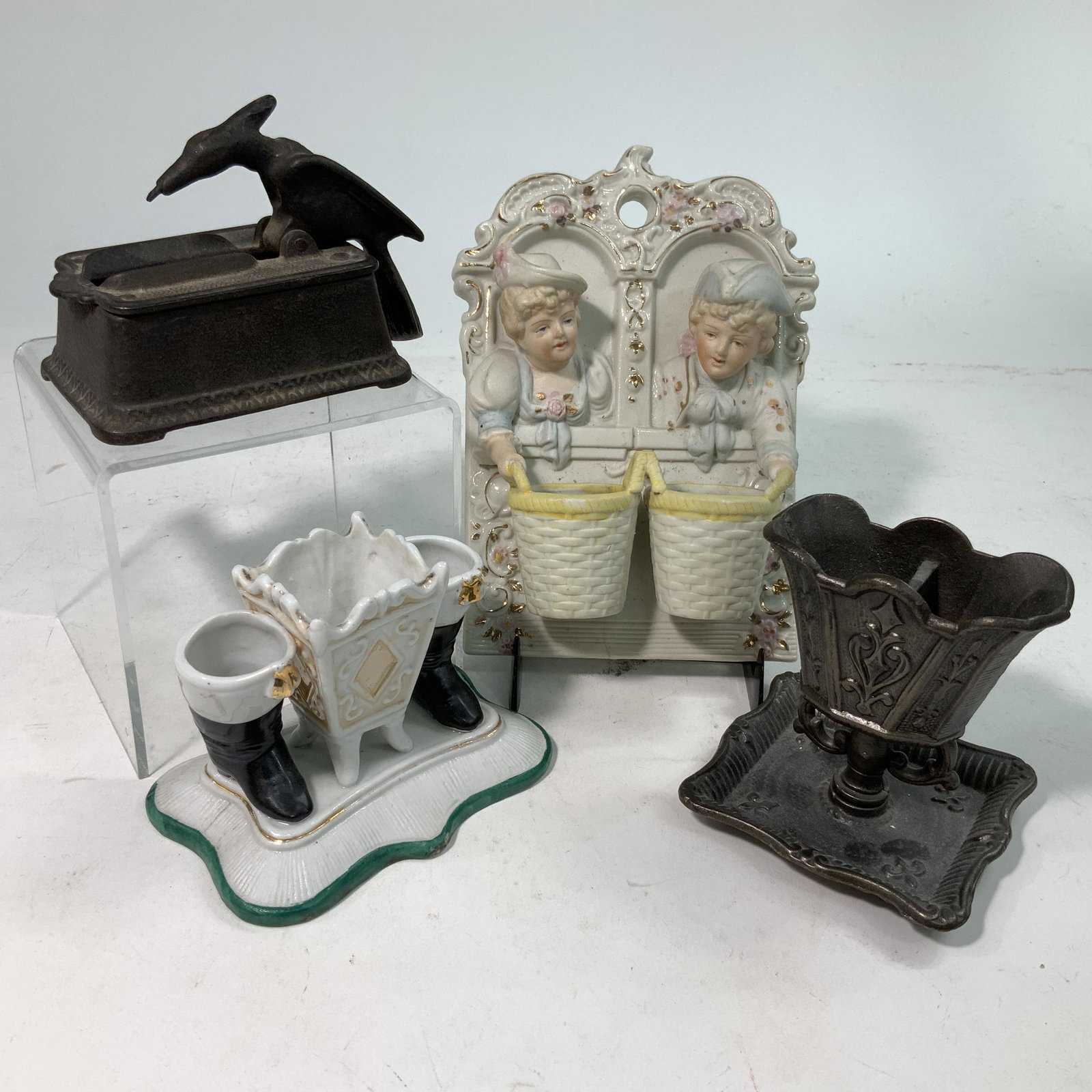 Lot of Four Tabletop & Wall Hung Match Holders (1 of 3)