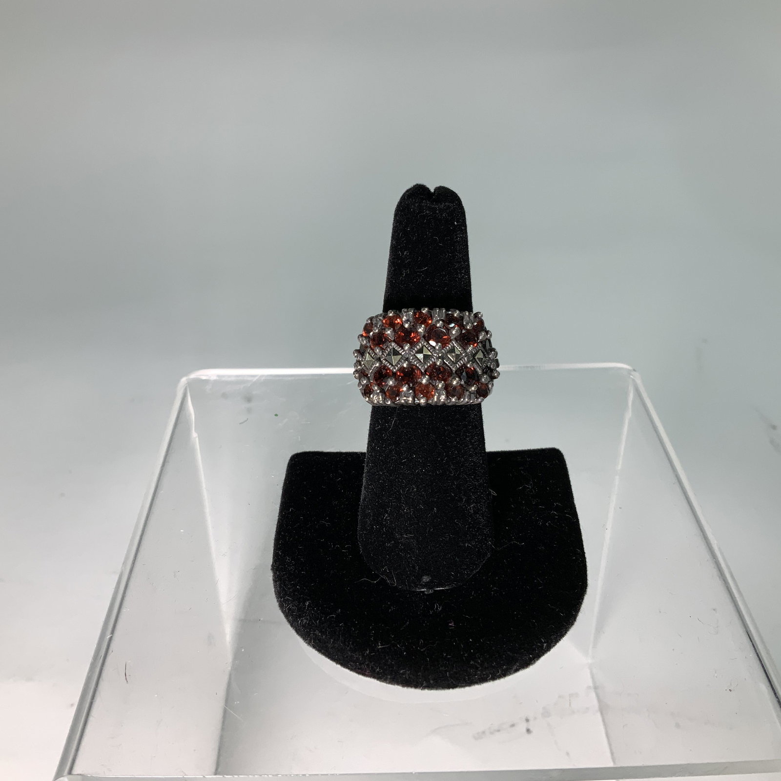 Sterling Ring with Garnet style stone: Size 6.5