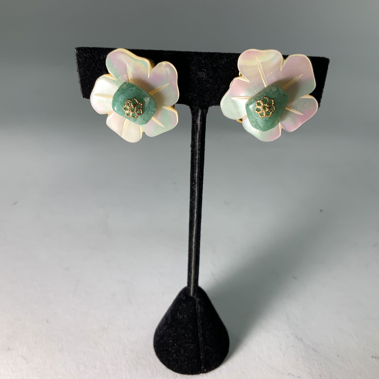 Miriam Haskell MOP Earrings: Clip on style. Mother of pearl