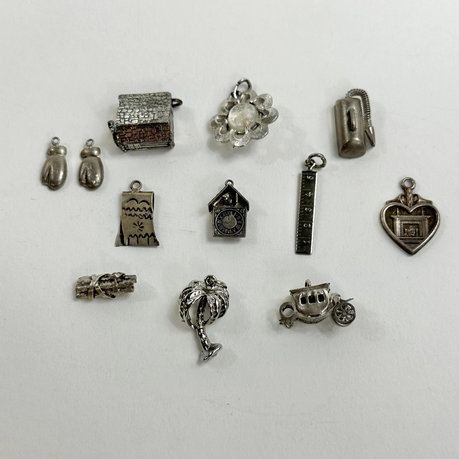Lot of 12 Sterling Charms: Lot of 12 Sterling Silver Charms
