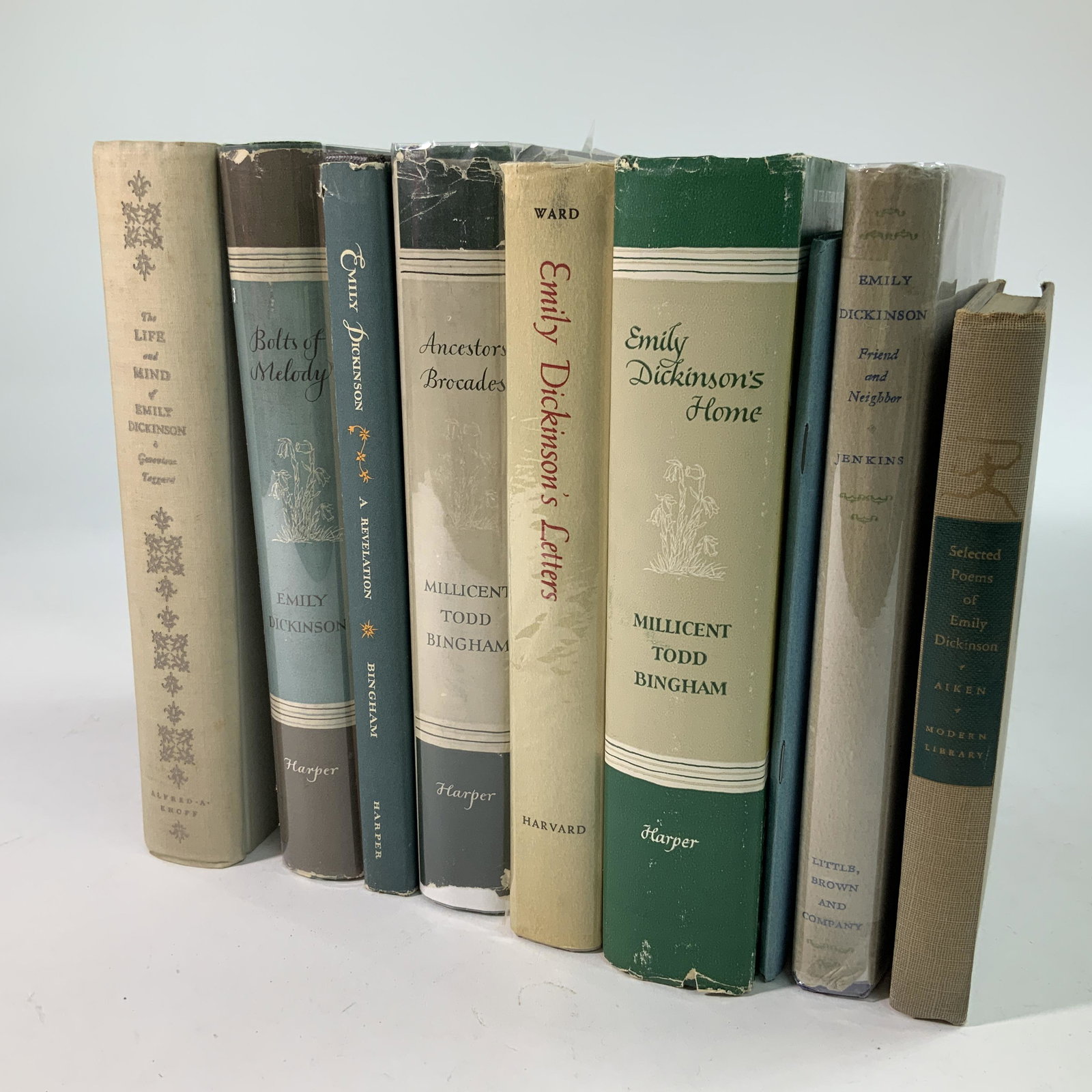Emily Dickinson Biographies: Lot of nine Biographies of Emily Dickinson. Life and Mind of Emily Dickinson, by Genevieve Taggard. Alfred A. Knopf, 1930. Emily Dickinson'd Letters to Dr. and Mrs Josiah Gilbert Holland, Ed. By Theod