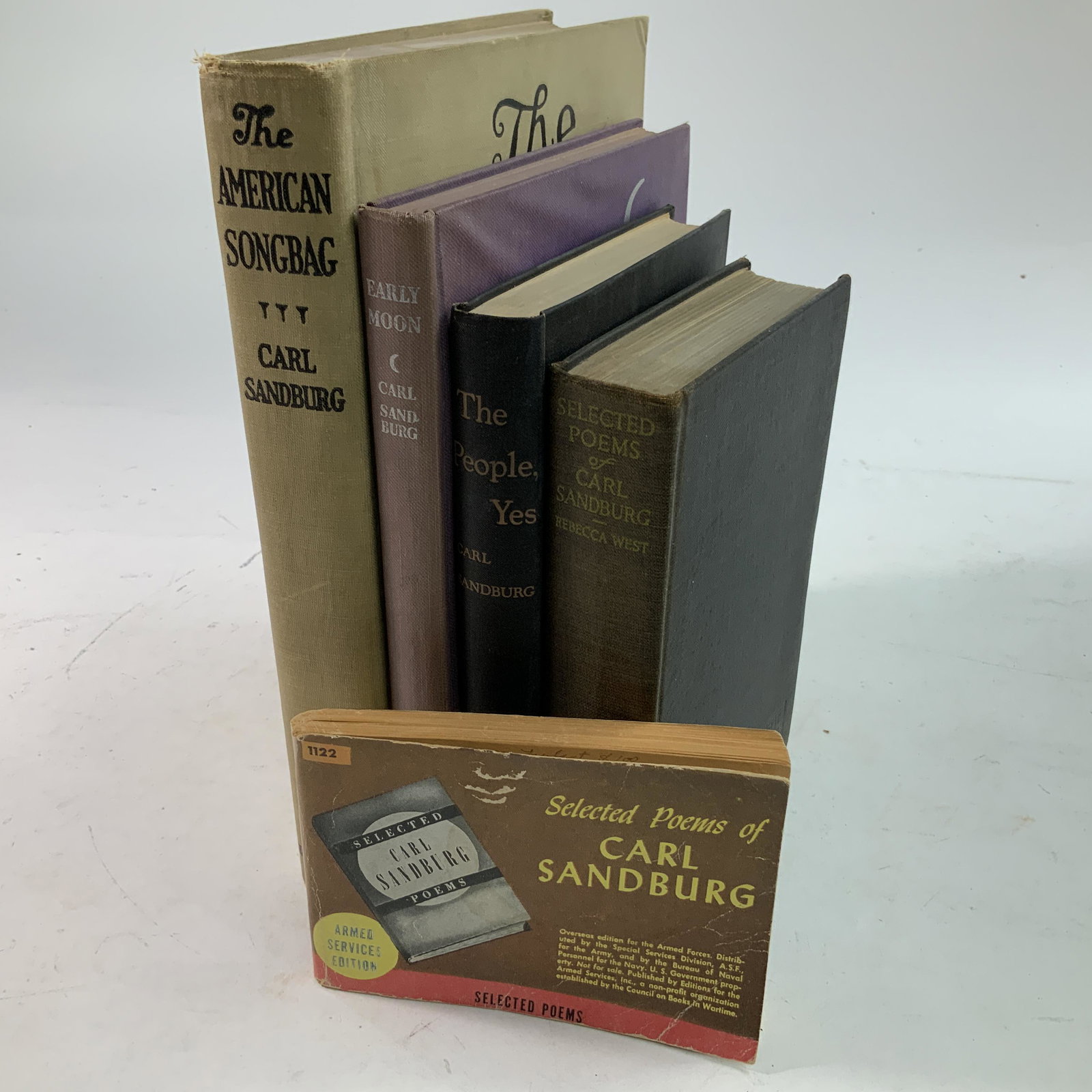 Carl Sandburg Collection: Lot of five Carl Sandburg books of varying ages.