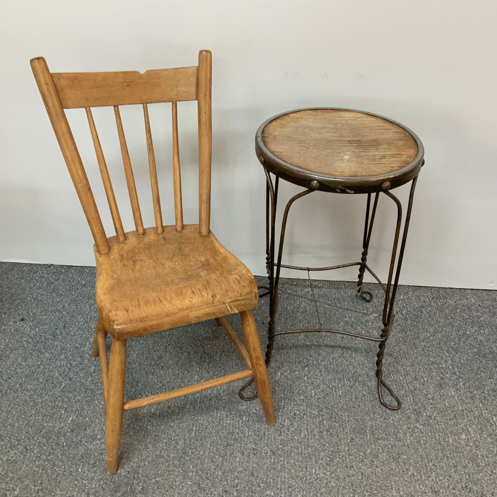 Twist Steel "Ice Cream" Stool and Rustic Chair (1 of 8)