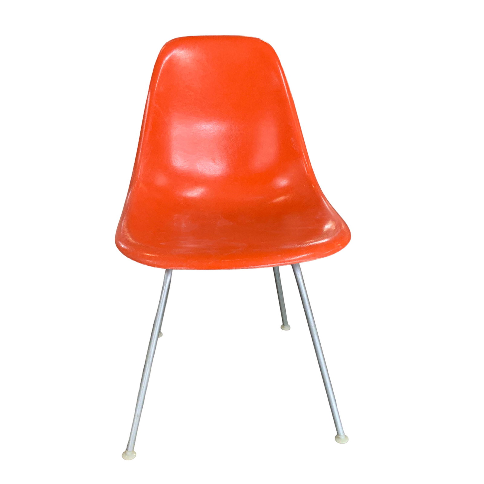 Herman Miller Fiberglass Chair H Base (Orange-2): Measures 21"L s 18"W x 31"H seat 17"