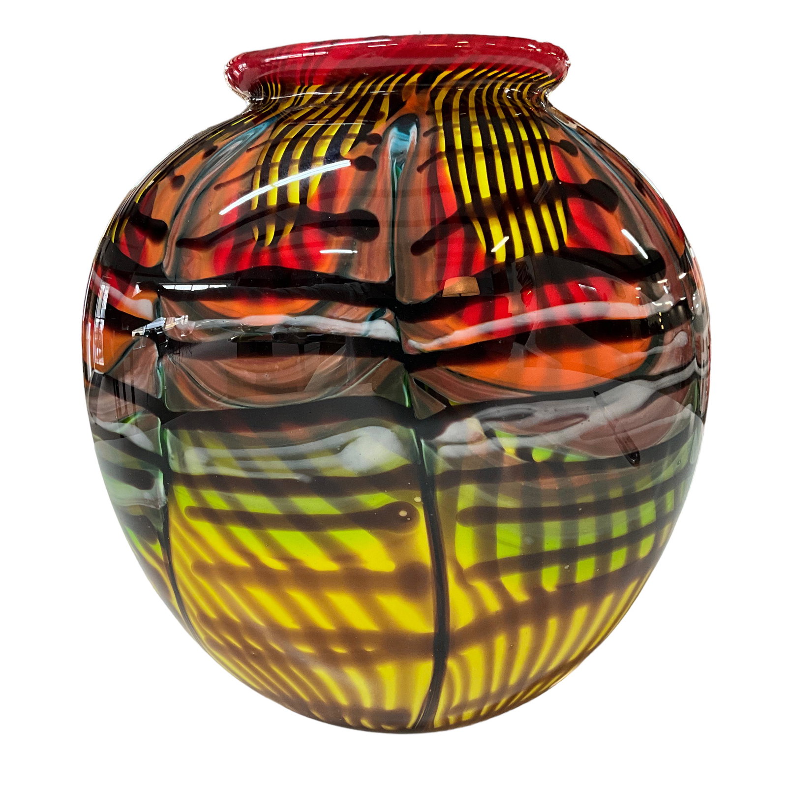 Mid Century Italian Murano Venition Multi Vibrant Colored Glass Art Vase. (1 of 4)