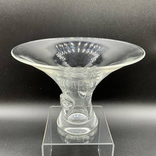 Steuben Glass Tazza Bowl: Steuben Glass Tazza Bowl, approx. 4 3/4" tall, and 6 1/2" in diameter.