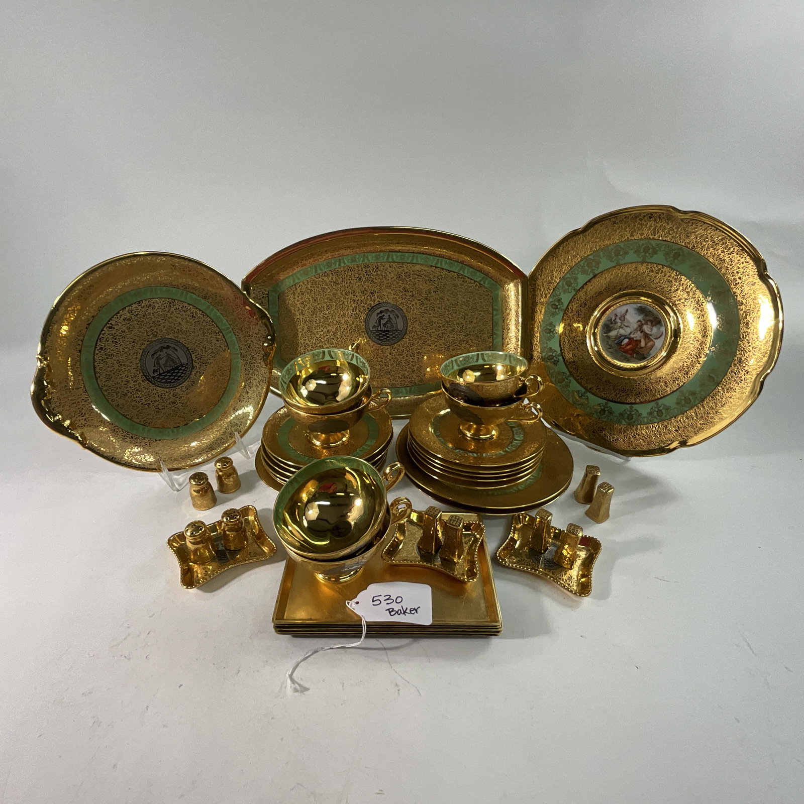 Lot 24K incrusted Gold Platinum Bohemian Czechoslovakia China Set (1 of 7)
