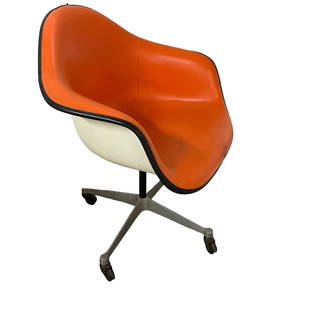 Herman Miller Orange Arm padded chair: Swivel Base with White back