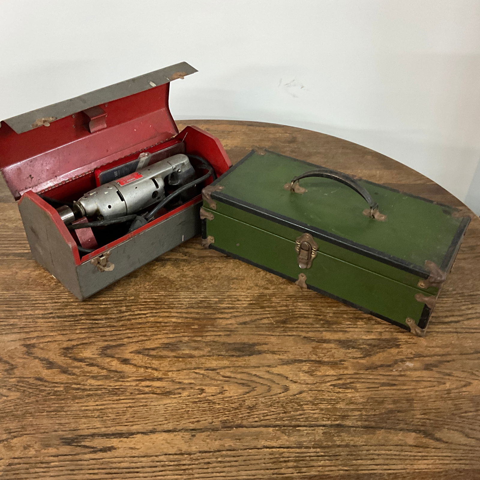 Electric Drill in Metal case, and Wood & Metal Toolbox (1 of 5)