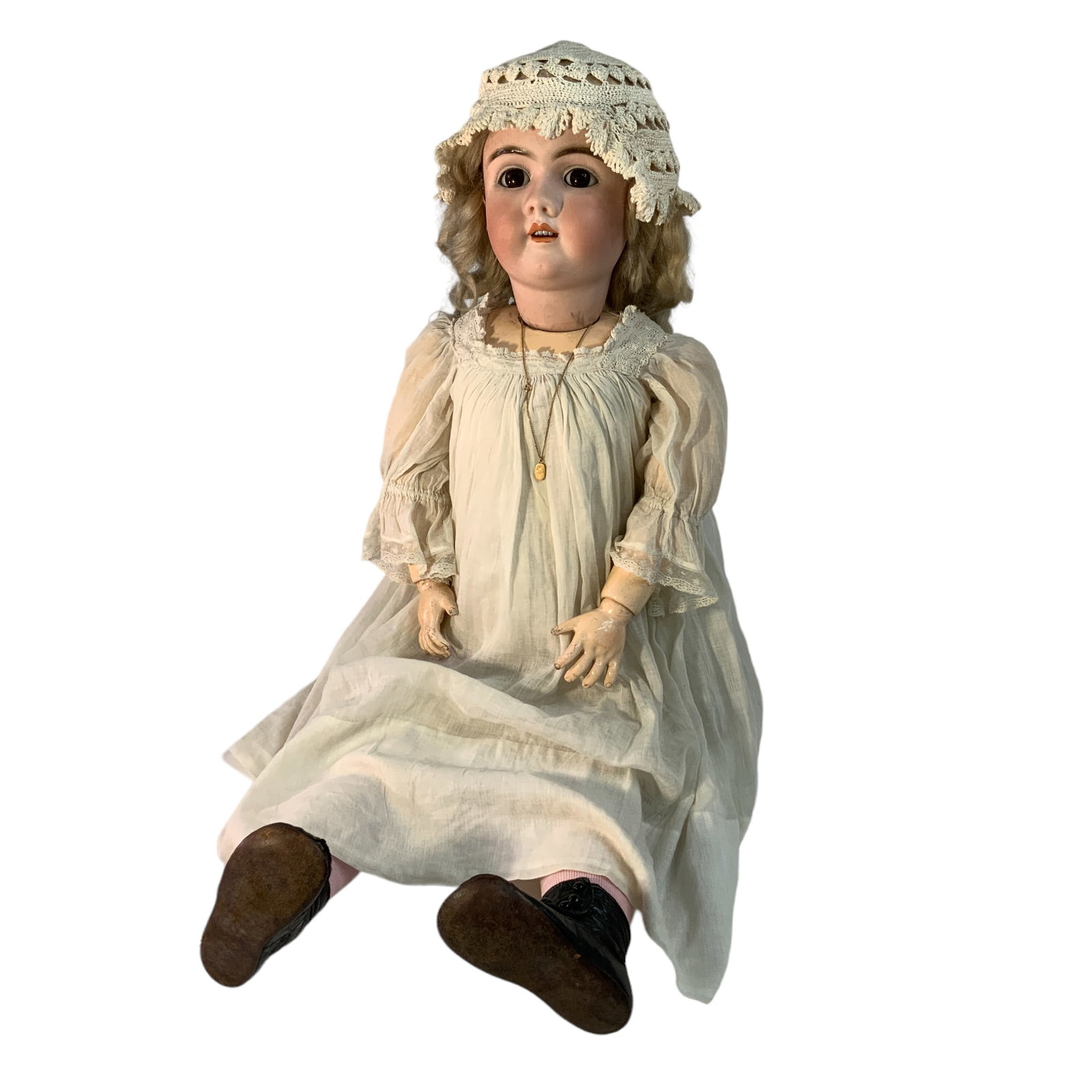 31” Heinrich Handwerck: 31” Heinrich Handwerck Germany 6 1/2 Ball Jointed Body, Original mohair wig Hand embroidered underwear