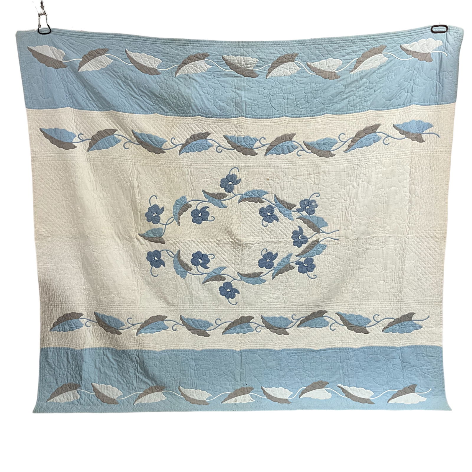 Antique Quilt White, Blues & Gray  (1 of 5)