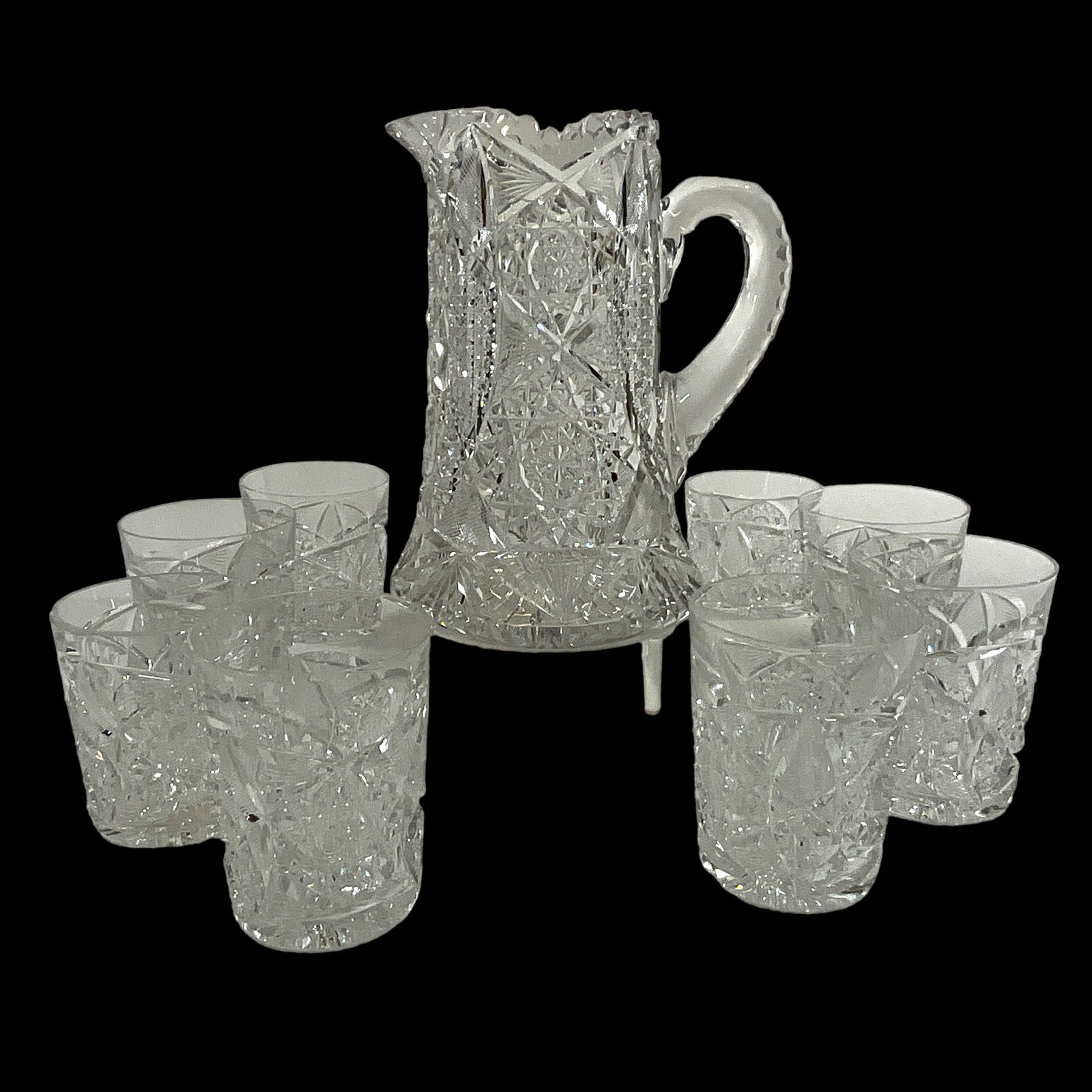 Cut Glass Pitcher & Tumblers (1 of 6)