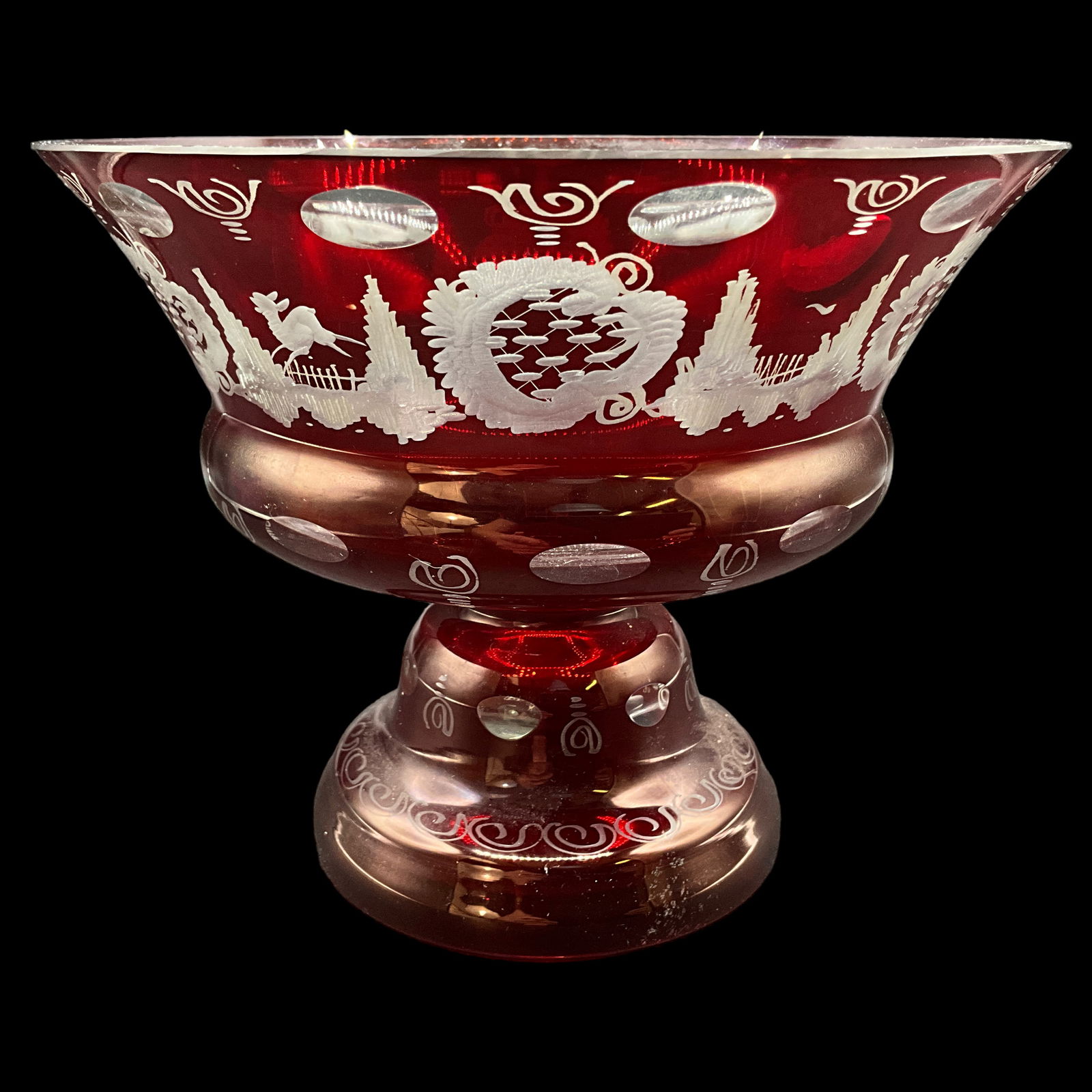 Bohemian Cranberry Glass Compote (1 of 5)
