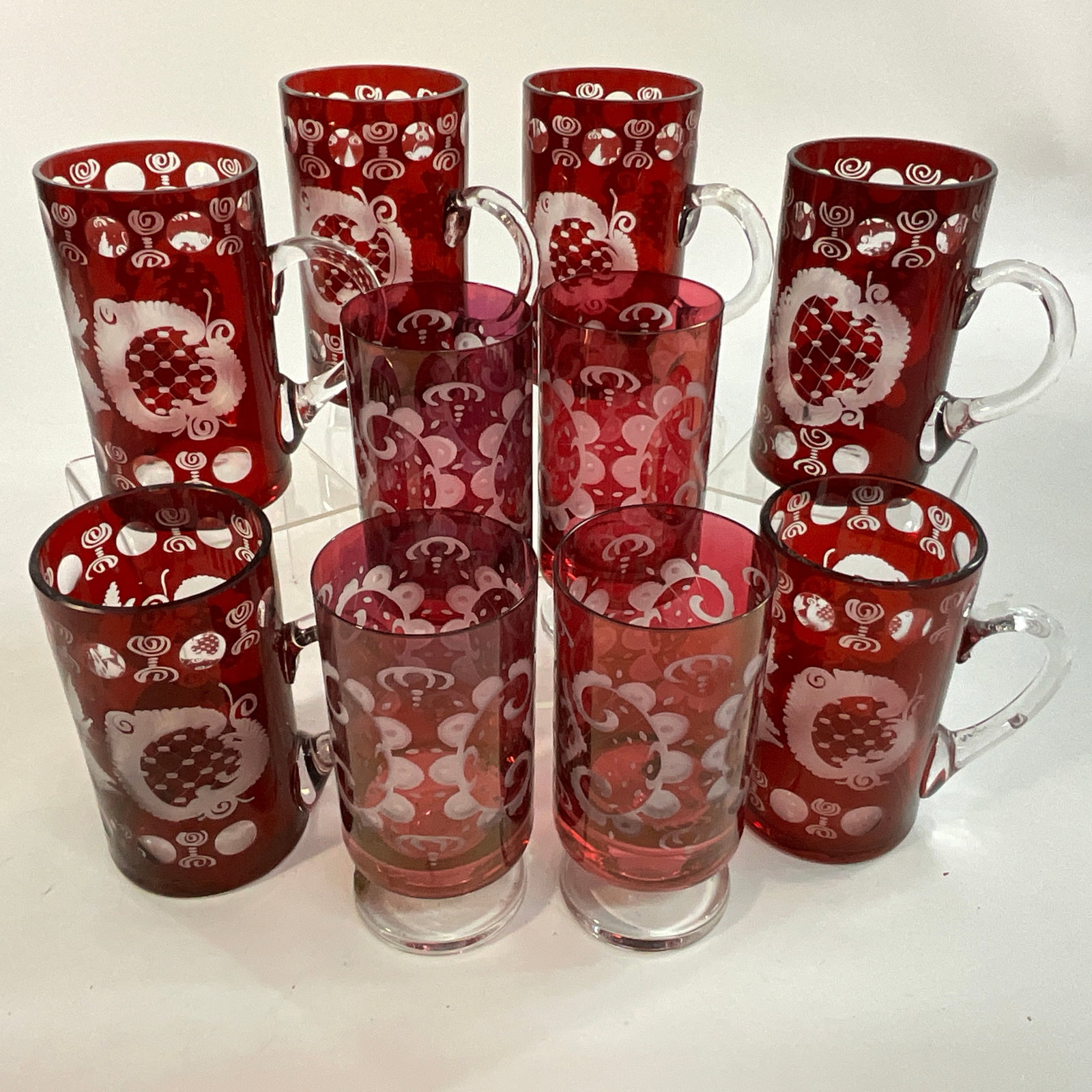 Bohemian Cranberry Glass Lot (1 of 3)